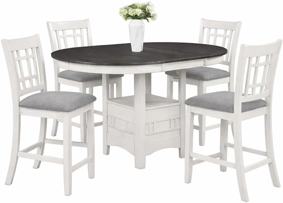 White Gray Counter Height 5 Piece Dining Set
