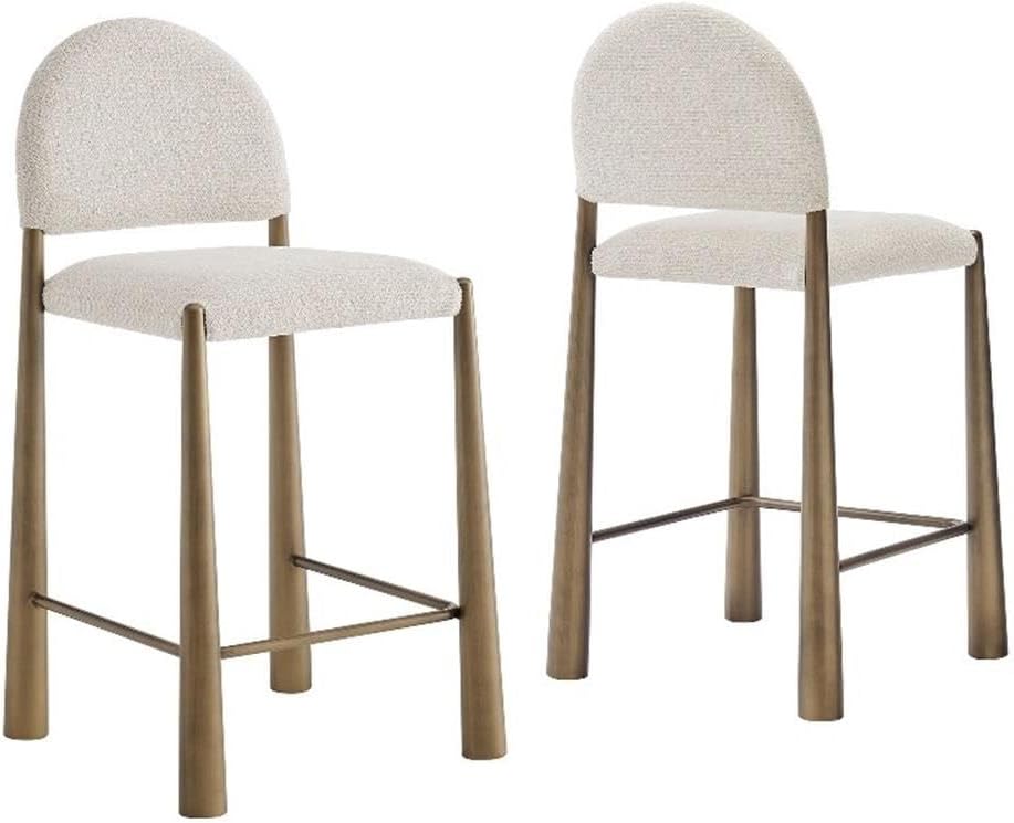 Cream Brass Counter Bar Stools Set