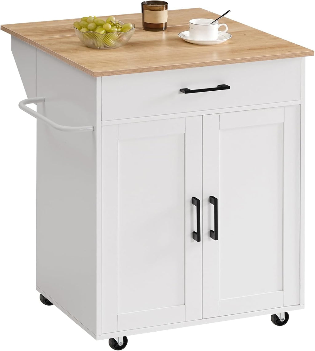 White Rolling Kitchen Island Cart