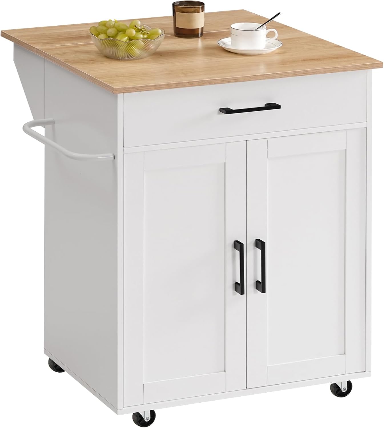 White Rolling Kitchen Island Cart