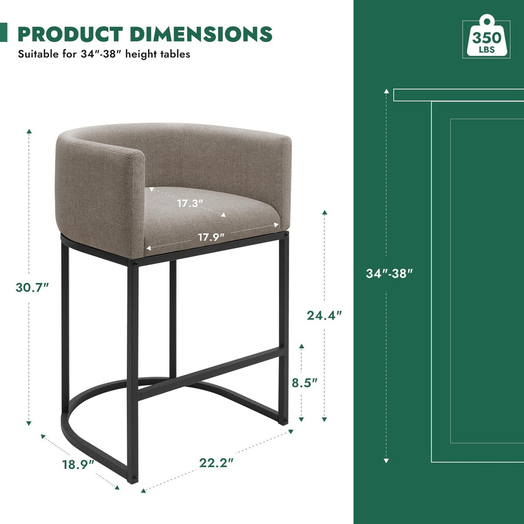 Sand Fabric Counter Bar Stools Set