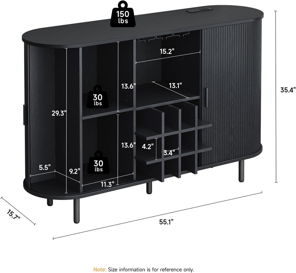 Black LED Wine Bar Cabinet