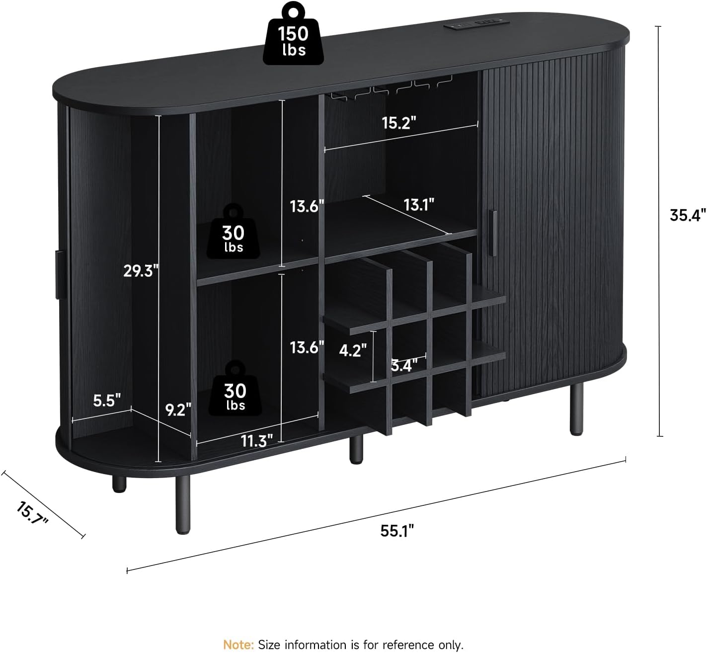 Black LED Wine Bar Cabinet