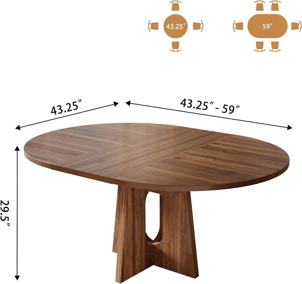 Dark Walnut Extendable Pedestal Dining Table