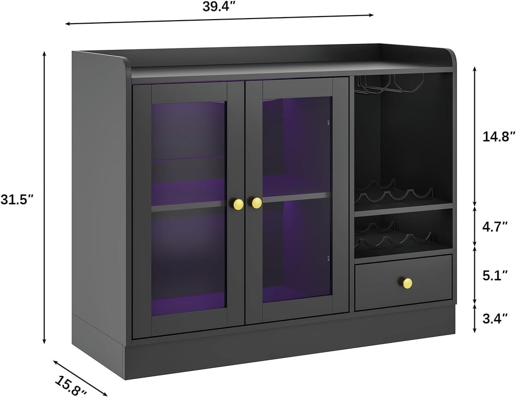Black LED Wine Bar Cabine