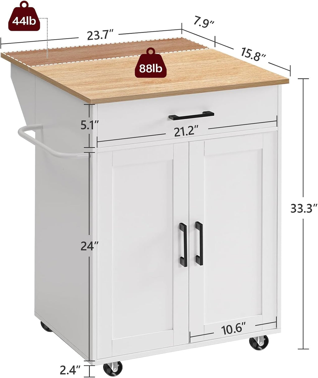 White Rolling Kitchen Island Cart