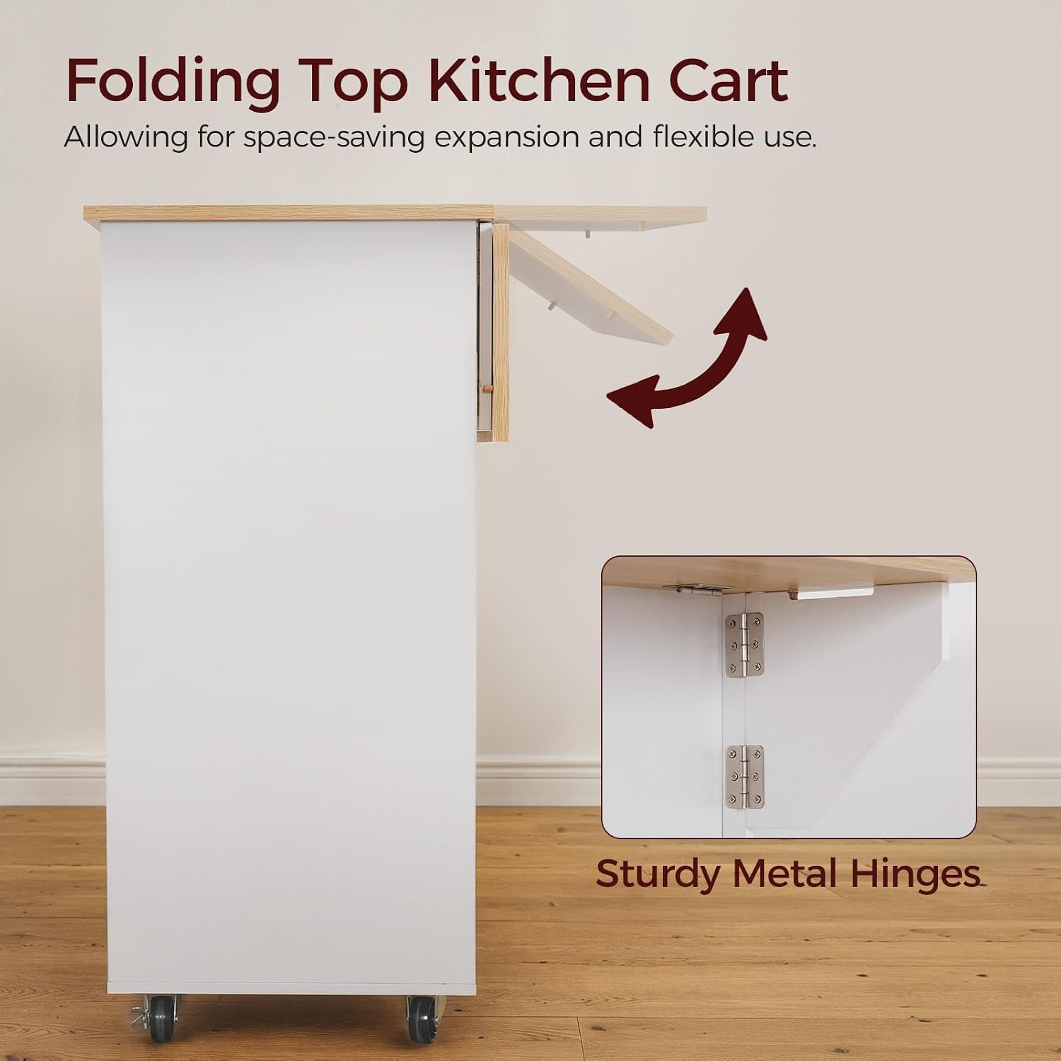 White Rolling Kitchen Island Cart