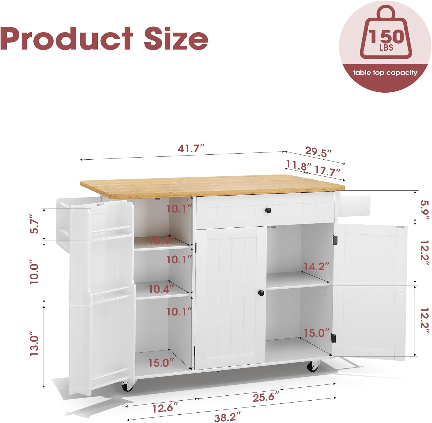 White Rolling Kitchen Island Cart