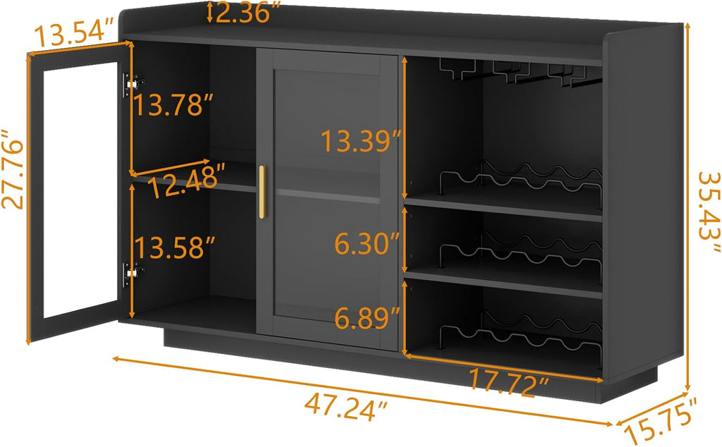 Loomie Black LED Wine Bar Cabinet