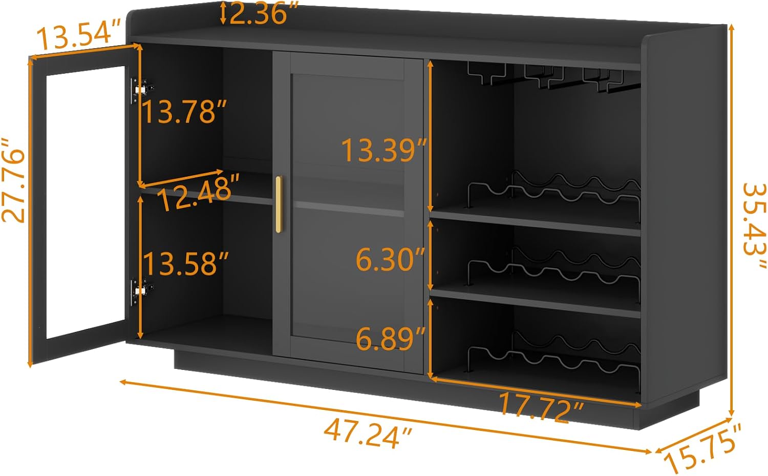 Loomie Black LED Wine Bar Cabinet
