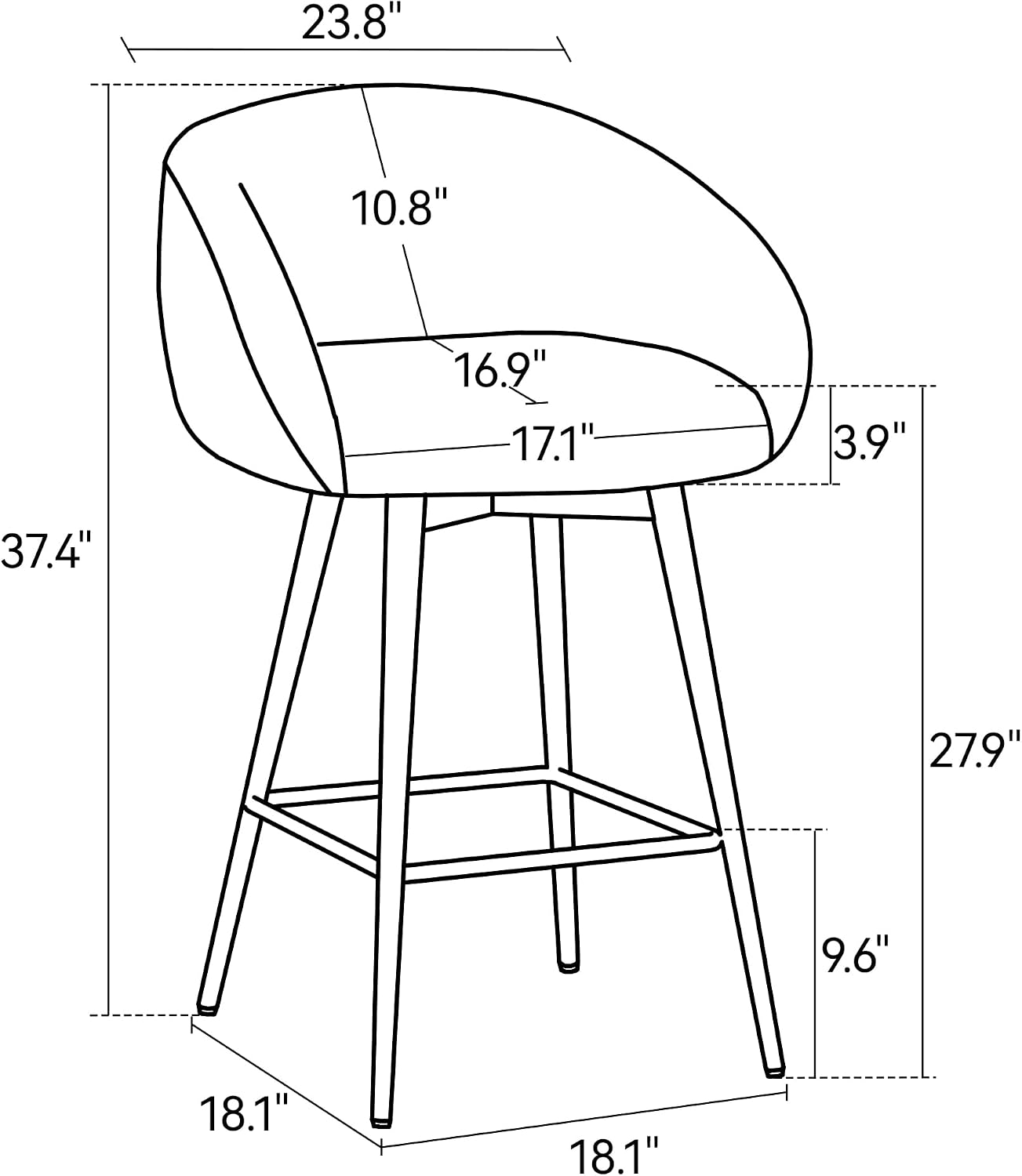 Dark Grey Sherpa Swivel Bar Stools Set