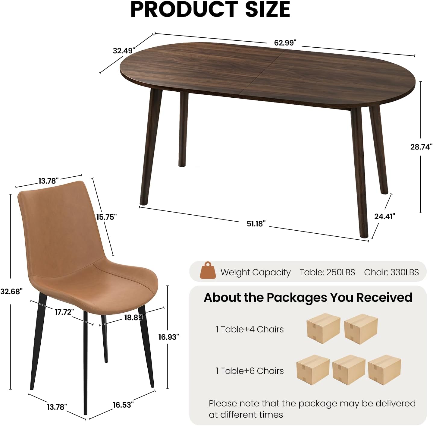 Walnut Oval 5 Piece PU Dining Set