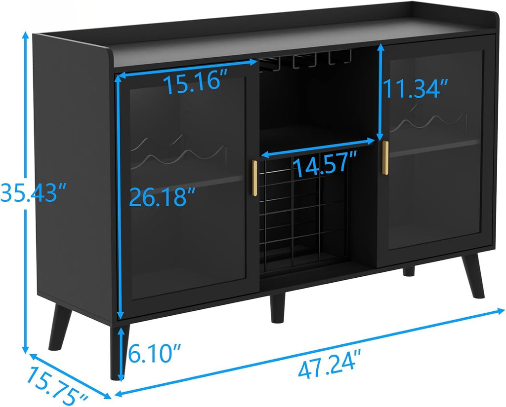 Black LED Wine Bar Cabinet