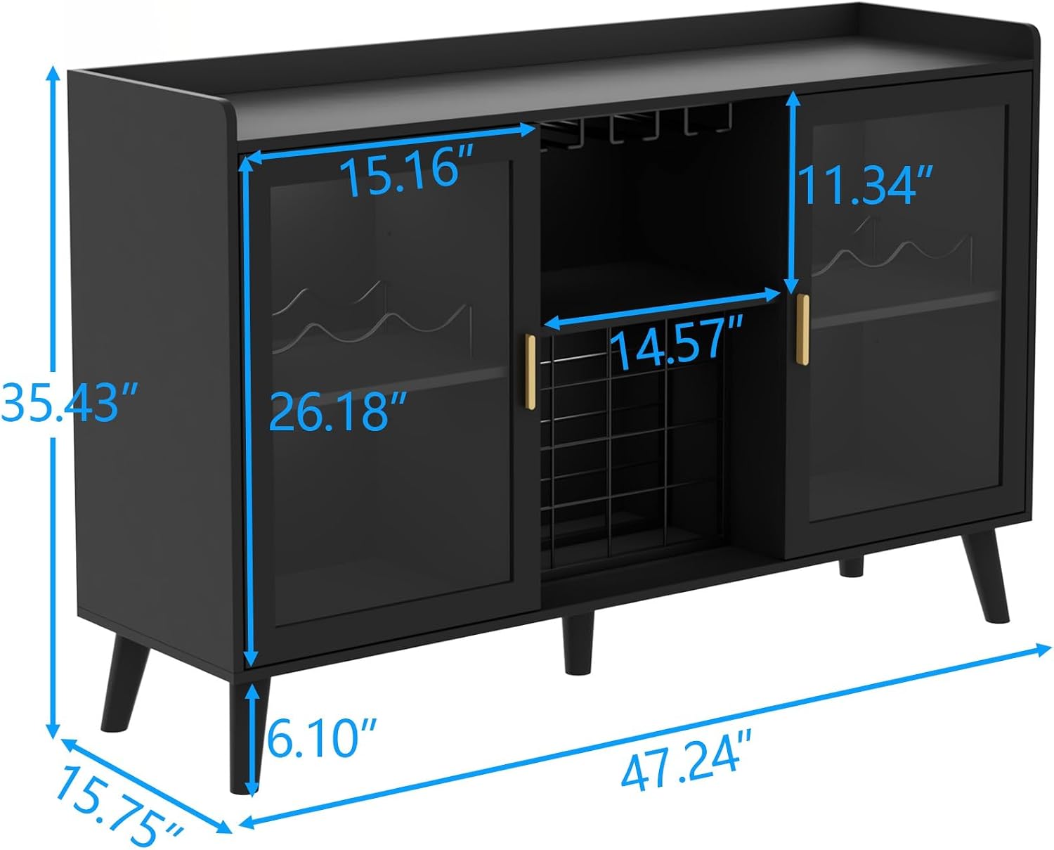 Black LED Wine Bar Cabinet