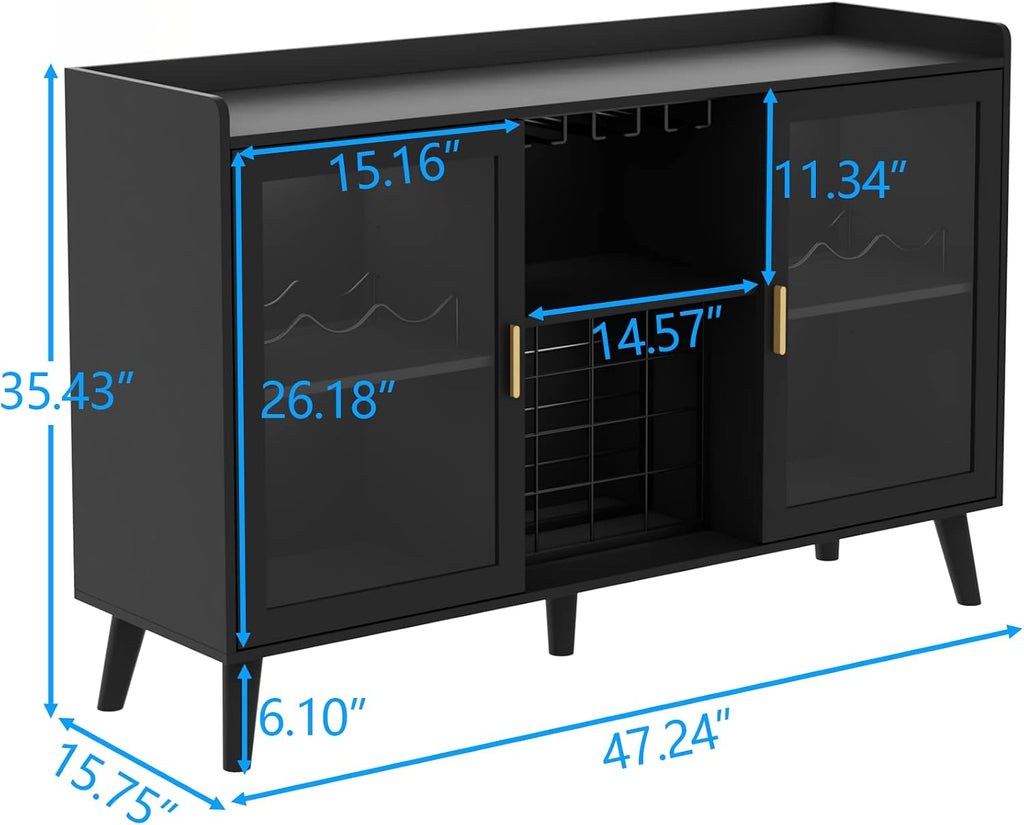 Black LED Wine Bar Cabinet
