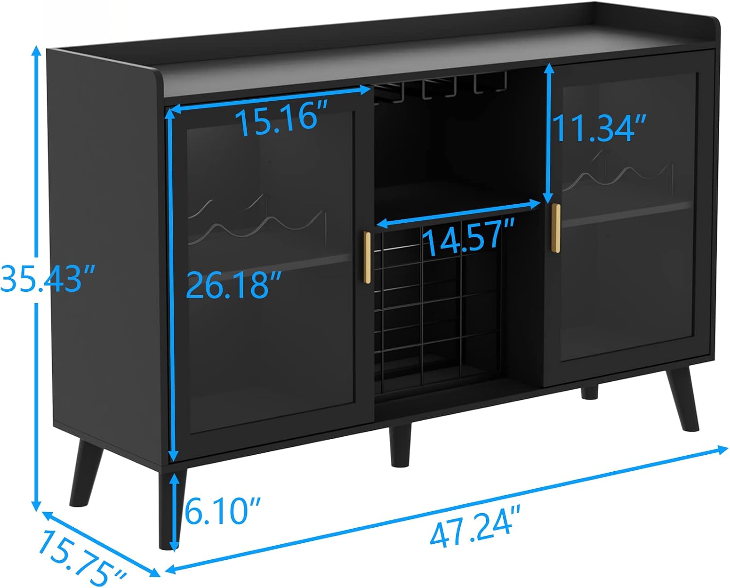 Black LED Wine Bar Cabinet
