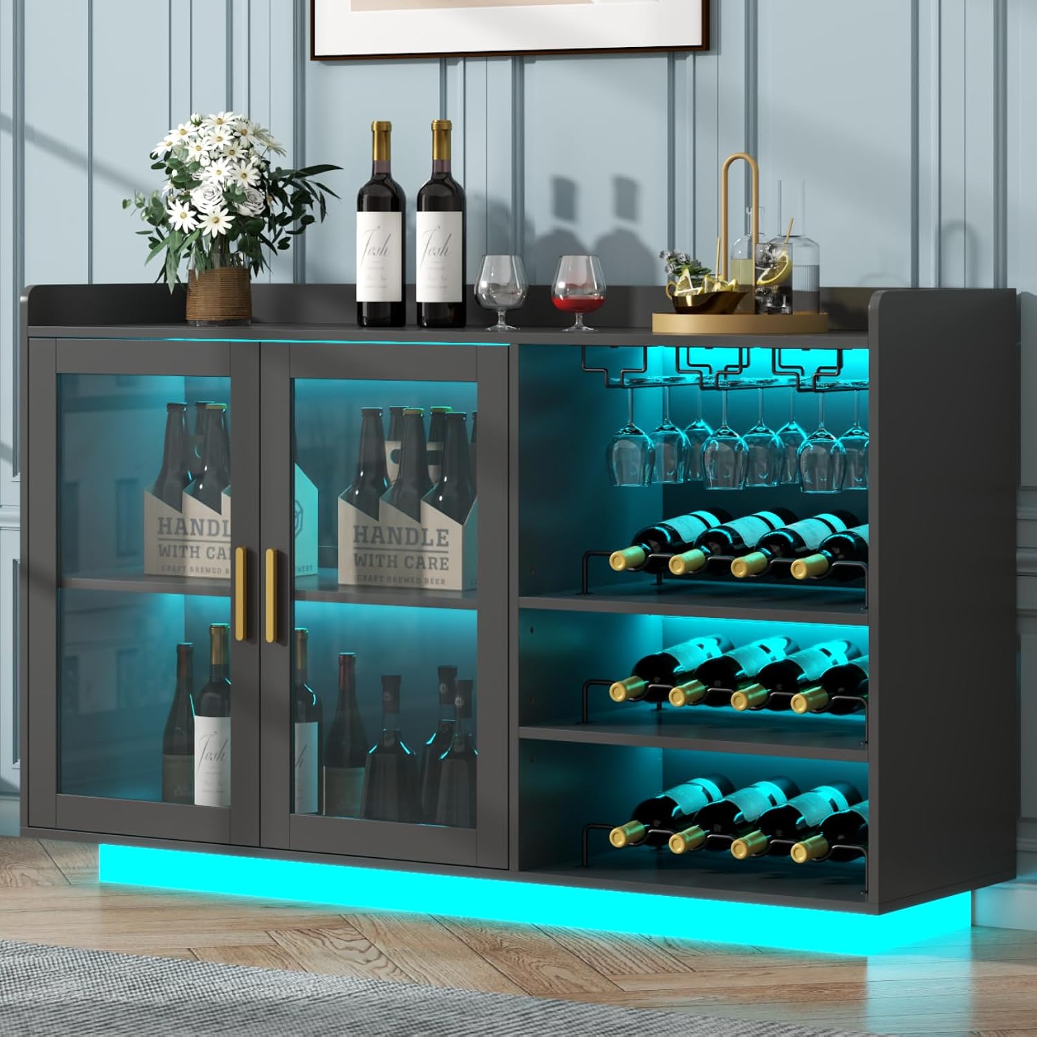 Loomie Black LED Wine Bar Cabinet
