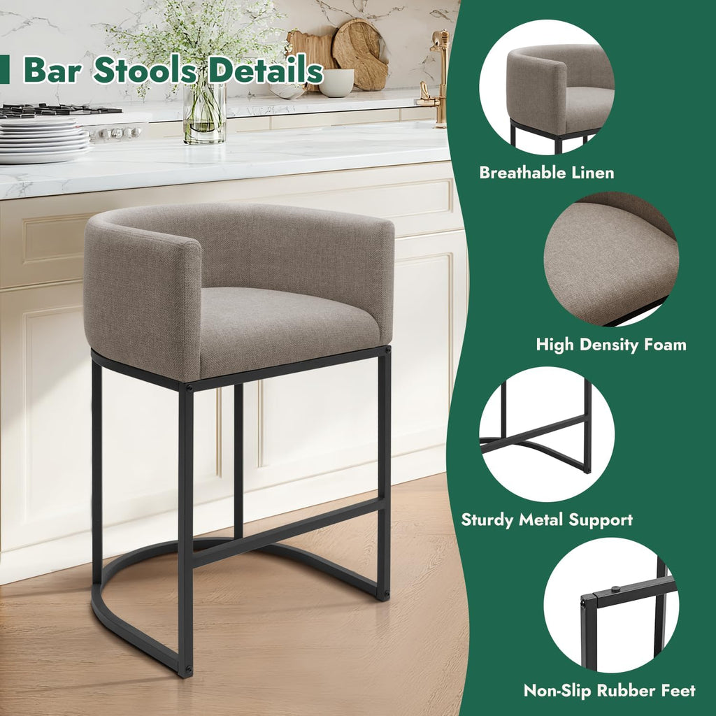 Sand Fabric Counter Bar Stools Set