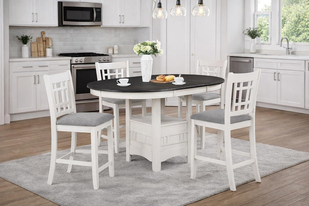 White Gray Counter Height 5 Piece Dining Set