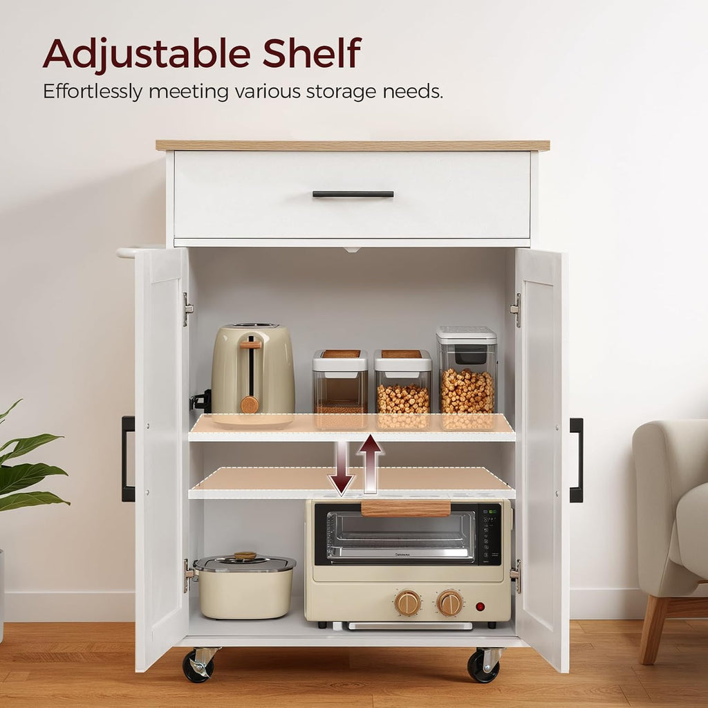 White Rolling Kitchen Island Cart