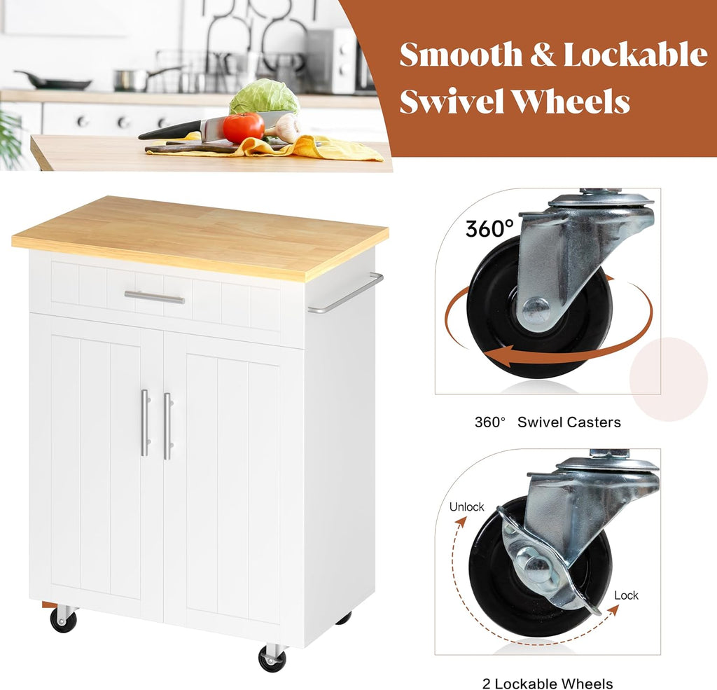 White Rolling Kitchen Island Cart