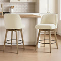 Cream Wood Swivel Bar Stools Set
