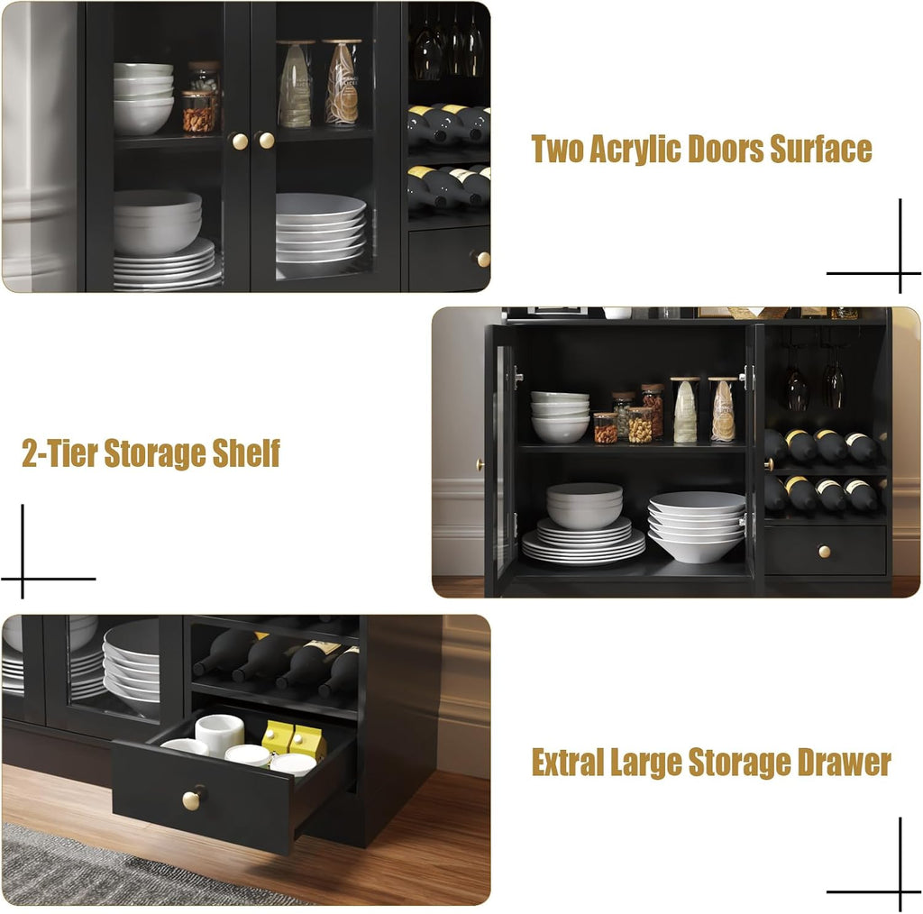 Black LED Wine Bar Cabine