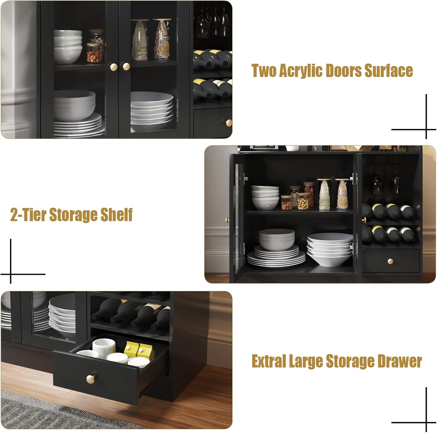 Black LED Wine Bar Cabine