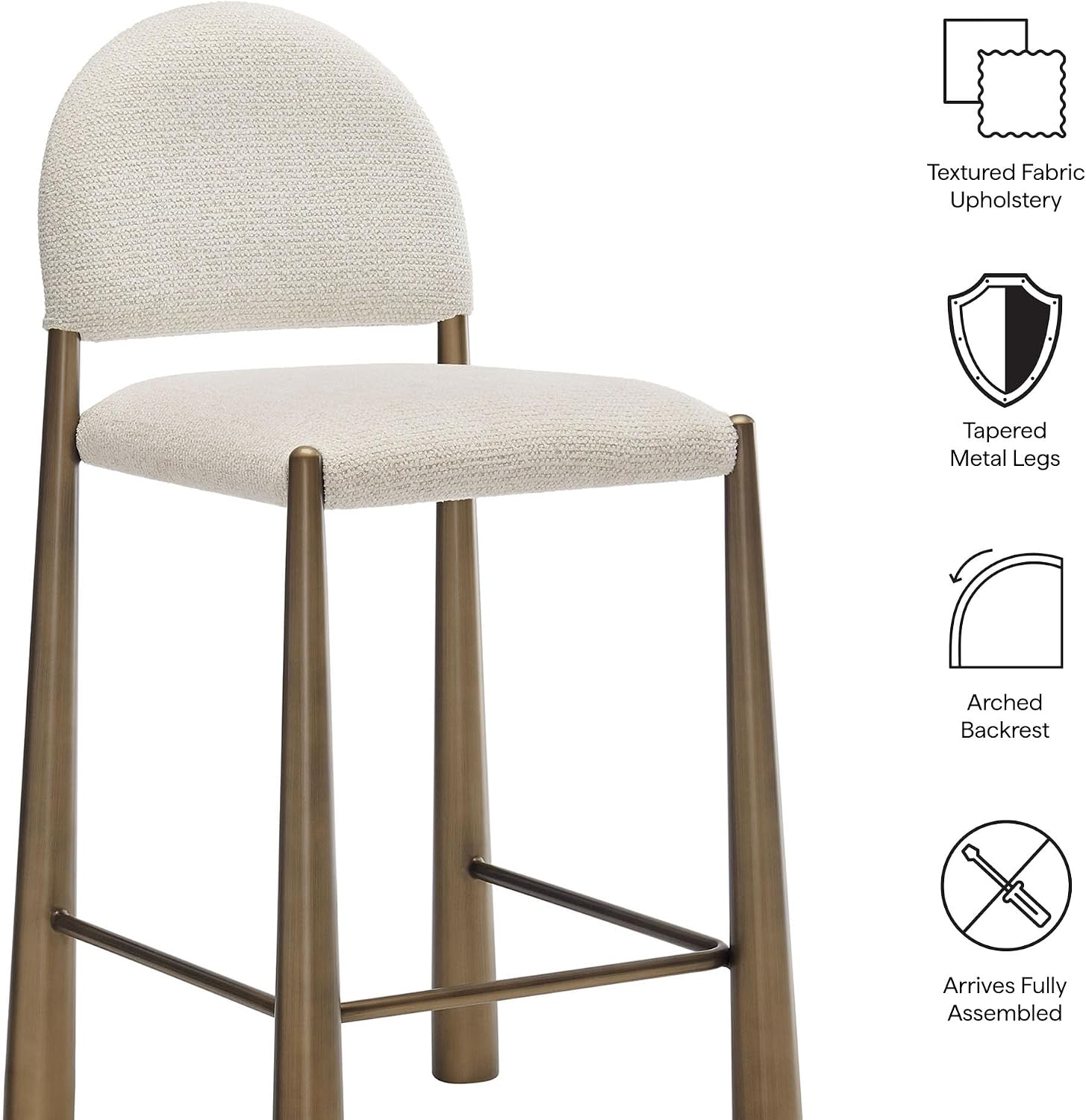 Cream Brass Counter Bar Stools Set