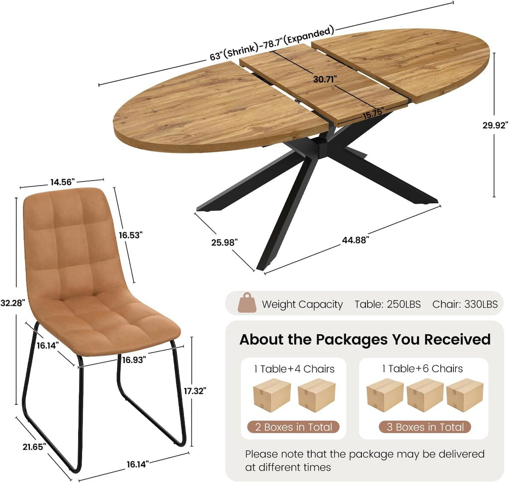 Walnut Extendable Oval 7 Piece Dining Set