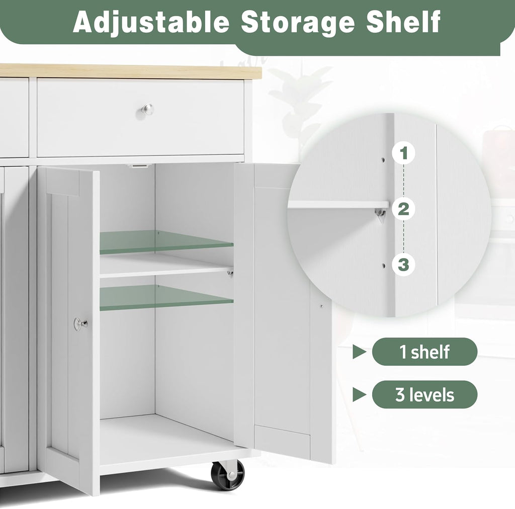 White Rolling Kitchen Island Cart