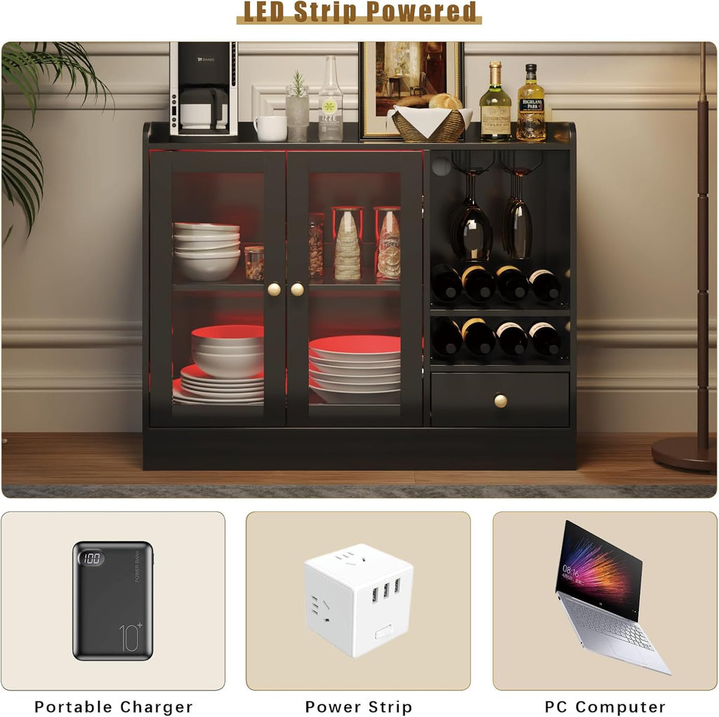 Black LED Wine Bar Cabine