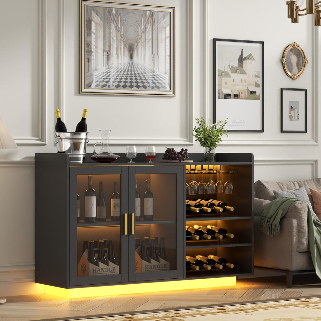 Loomie Black LED Wine Bar Cabinet