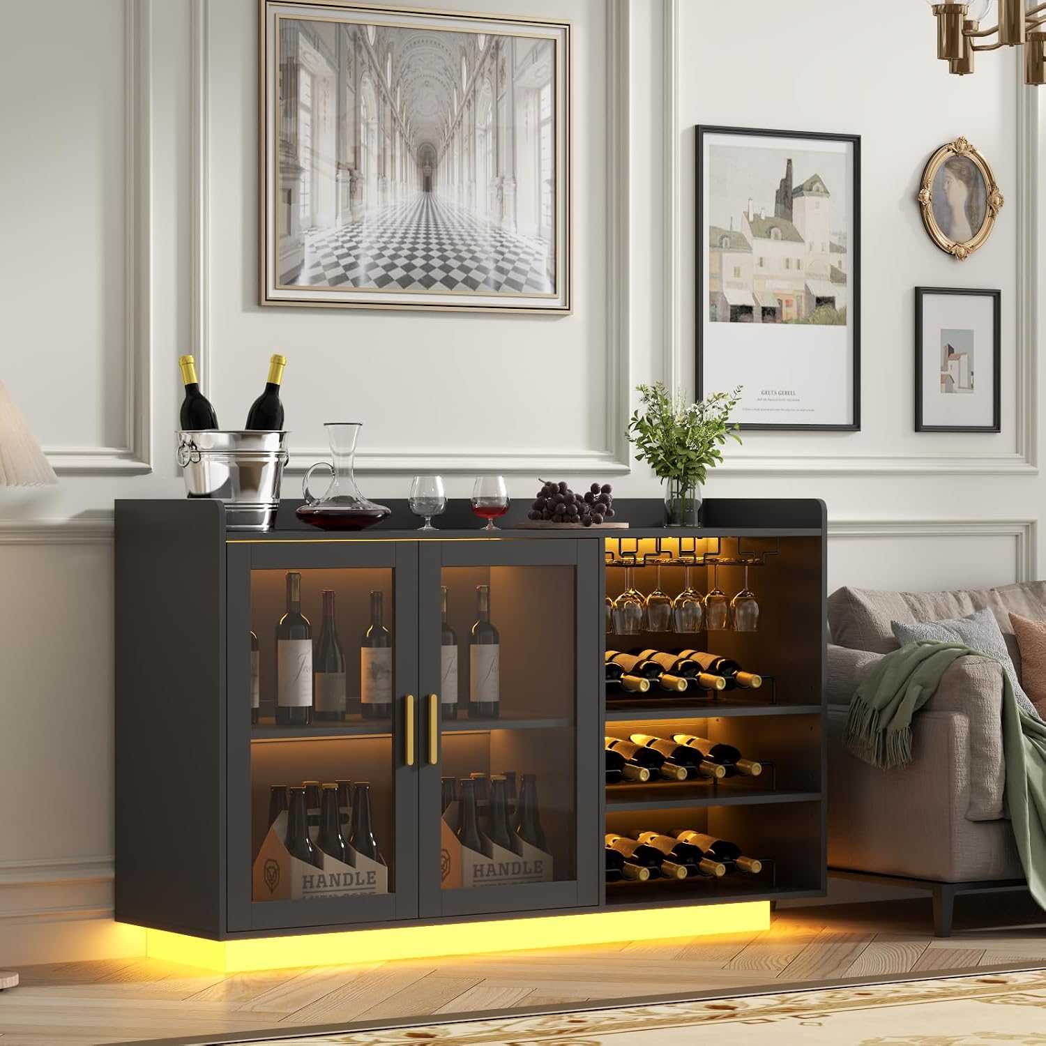 Loomie Black LED Wine Bar Cabinet