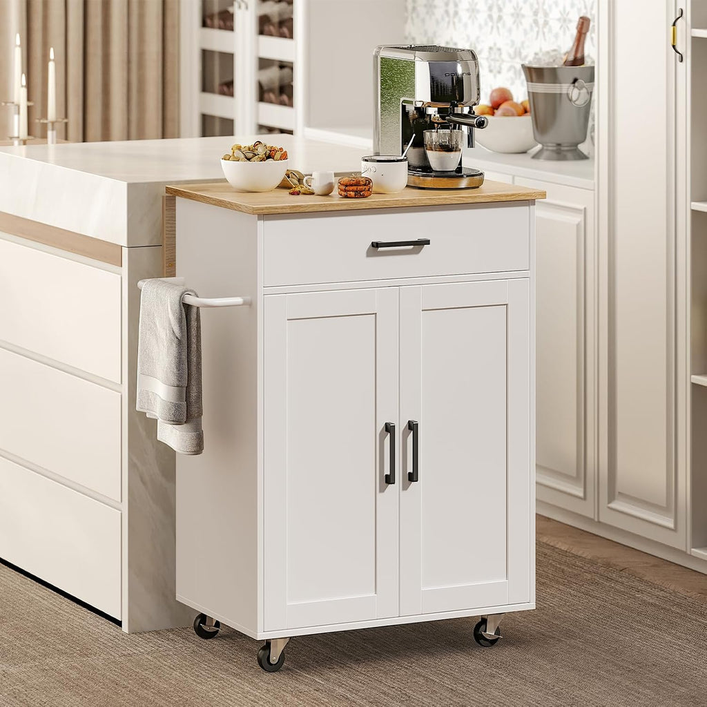 White Rolling Kitchen Island Cart