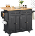 Black Wood Top Kitchen Island Cart