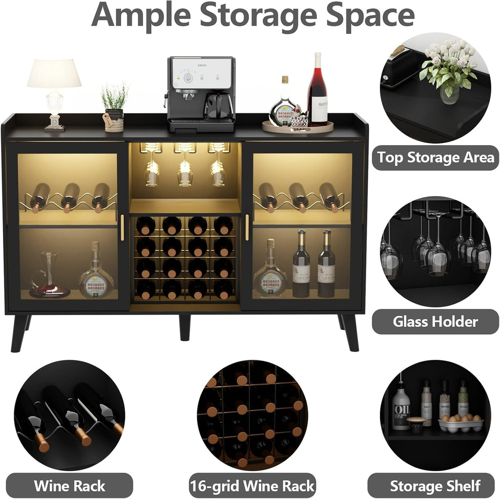 Black LED Wine Bar Cabinet