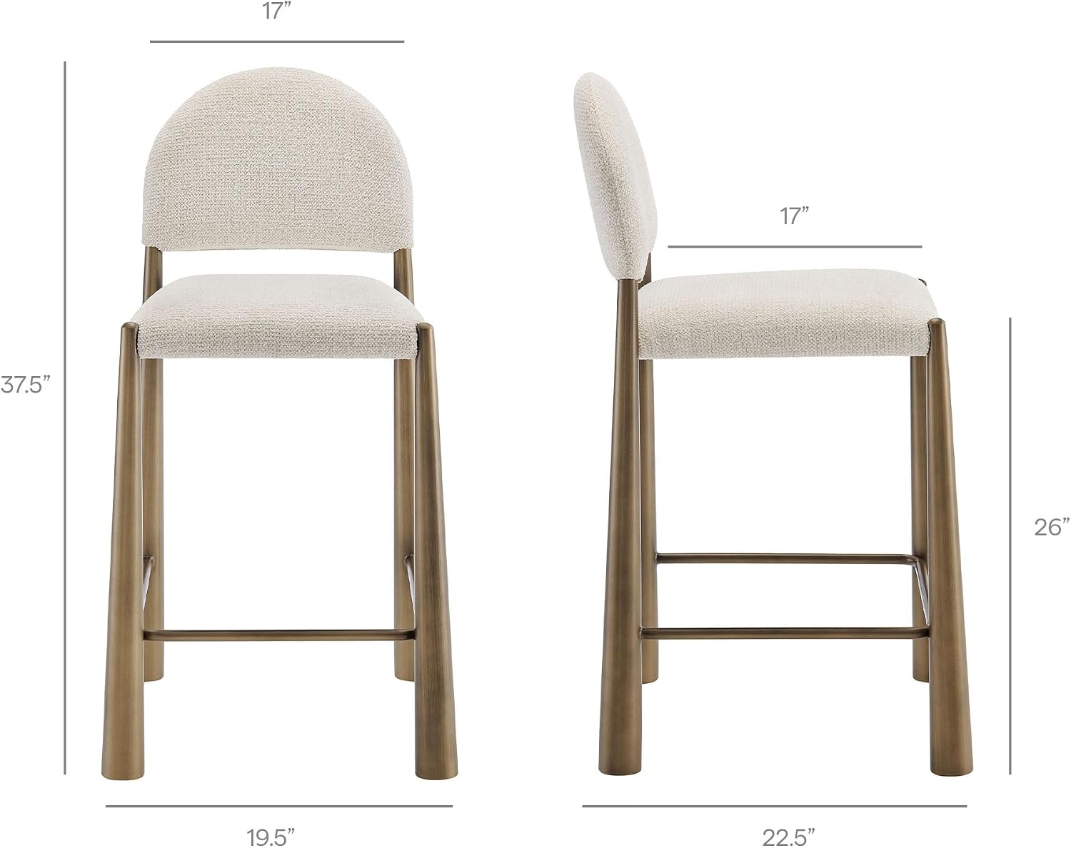 Cream Brass Counter Bar Stools Set