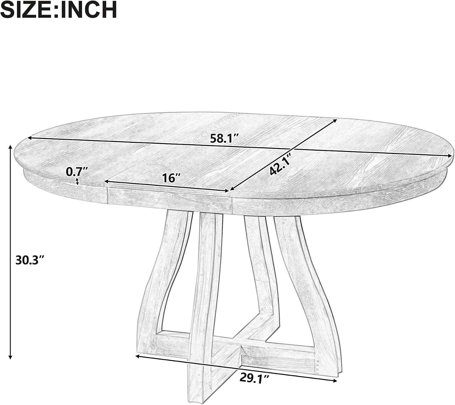 Merax Natural Wash Extendable Round Dining Table