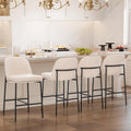 Beige Metal Counter Bar Stools Set