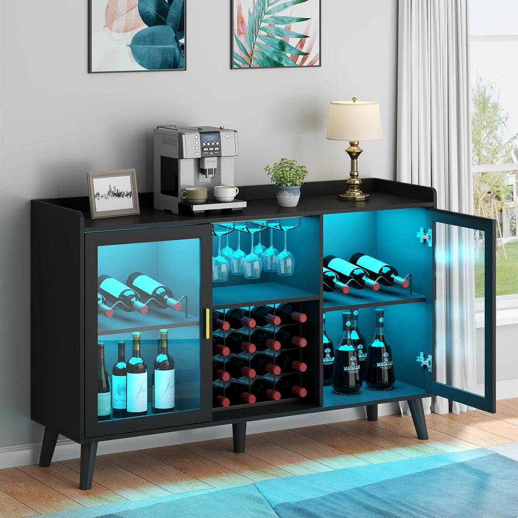 Black LED Wine Bar Cabinet