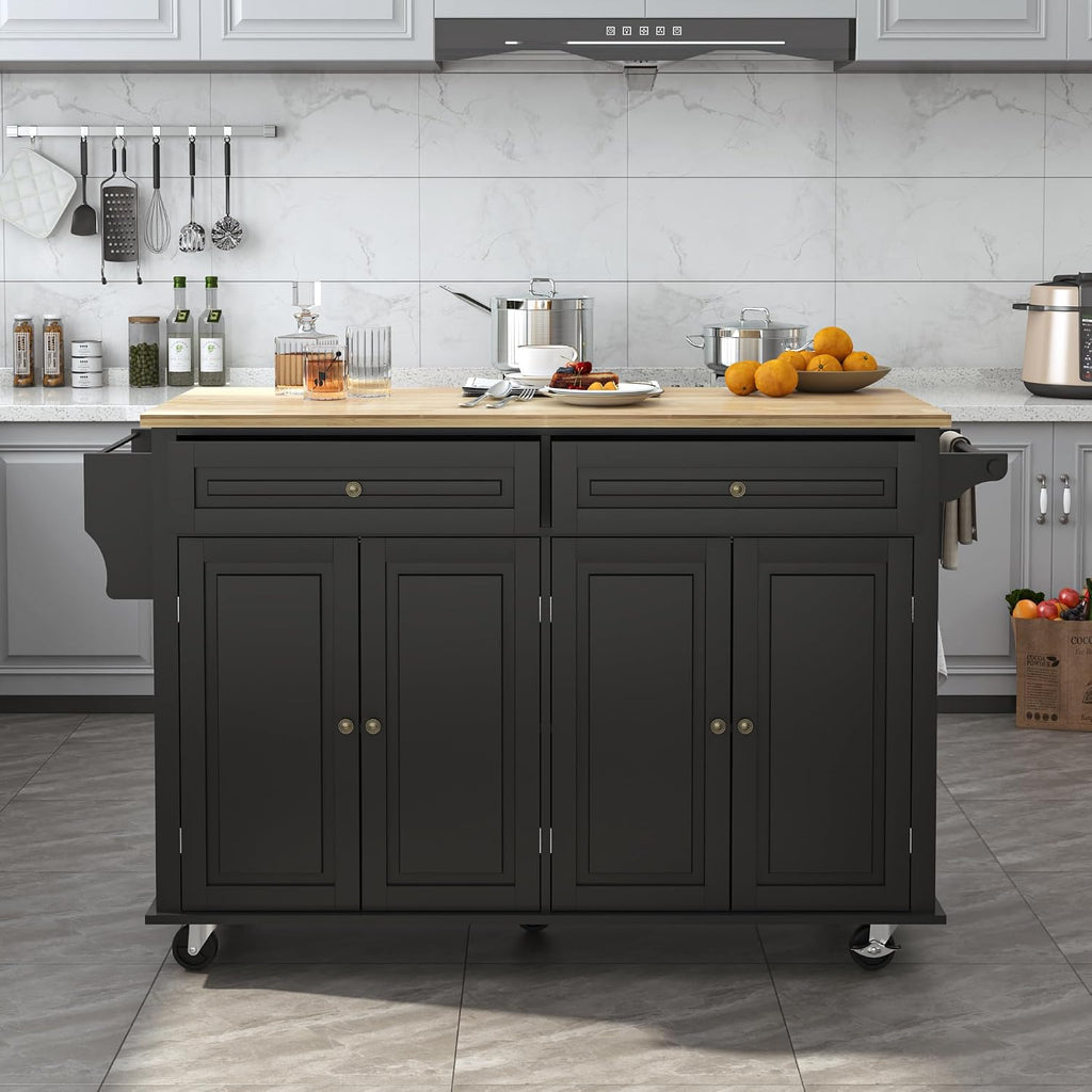 Black Rolling Kitchen Island Cart