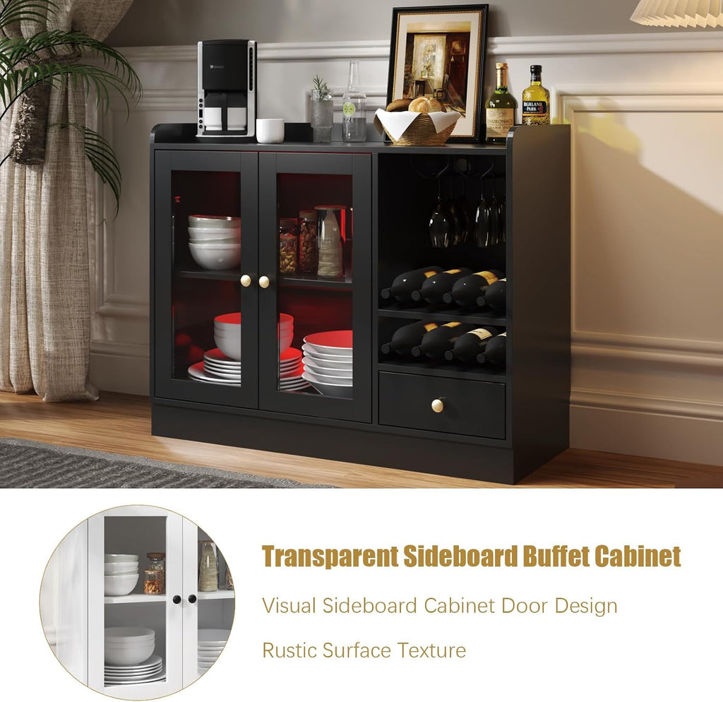 Black LED Wine Bar Cabine