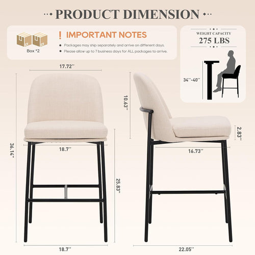 Beige Metal Counter Bar Stools Set