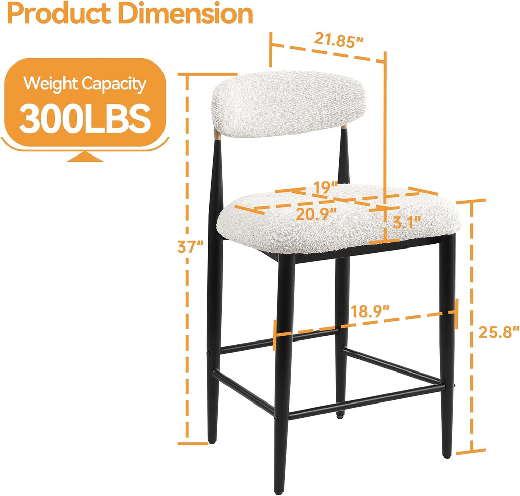 Morden Fort Boucle Black Metal Bar Stools Set