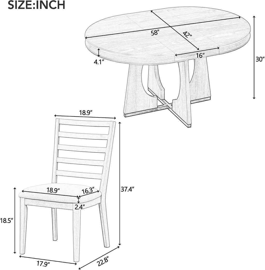 Extendable Oval 5 Piece Dining Set