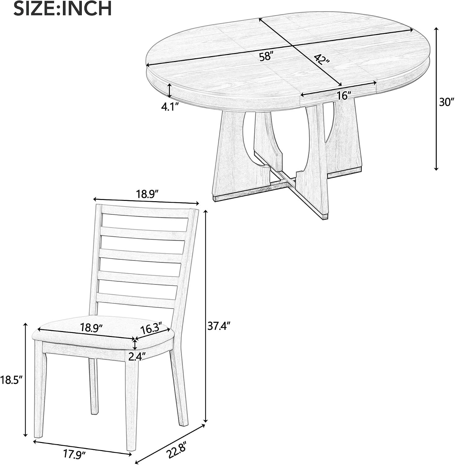 Extendable Oval 5 Piece Dining Set