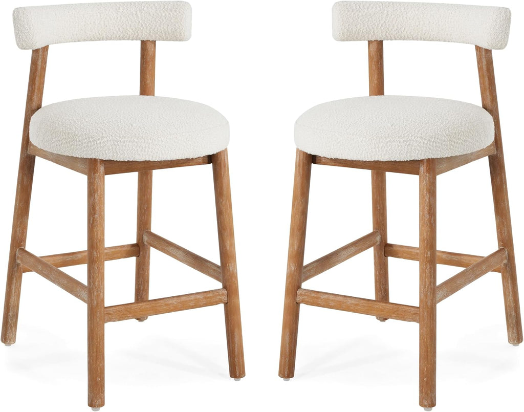 Home Milky White Wood Bar Stools Set