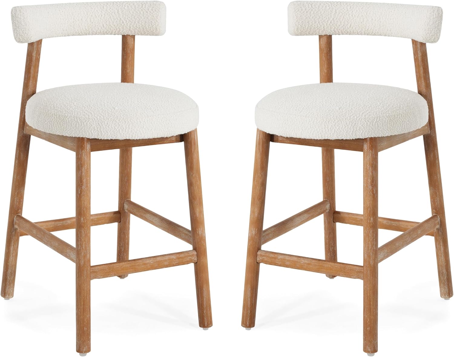 Home Milky White Wood Bar Stools Set