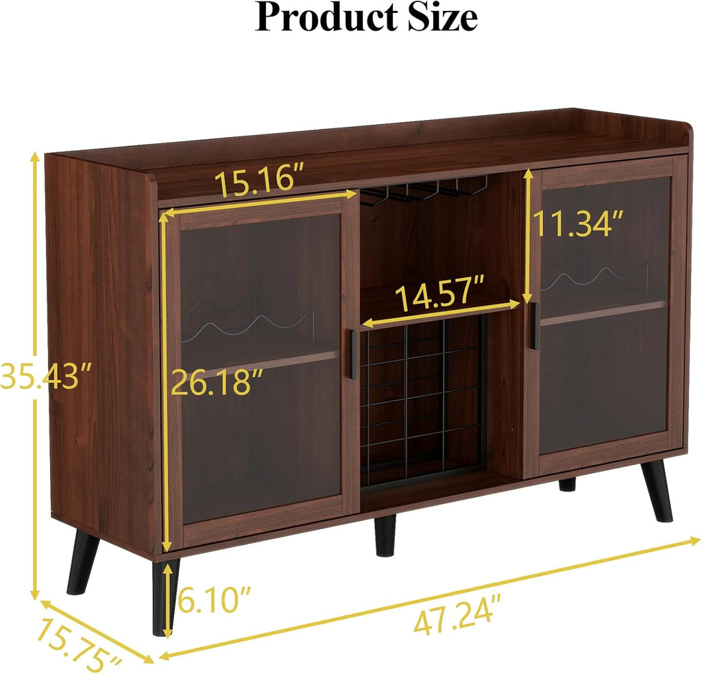 Loomie Walnut LED Wine Bar Cabinet